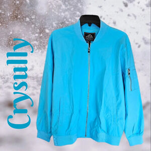 Crysully Jacket Mens Sz S Ice Blue Bomber Windbreaker Casual Water Resist